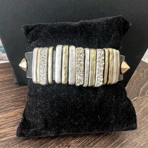 The Sak Rhinestone & Metal Black Leather Bracelet D9